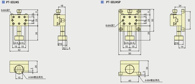 PT-SD24S 普通型手動平移臺 齒輪齒條X軸滑臺 X軸位移臺 移動臺