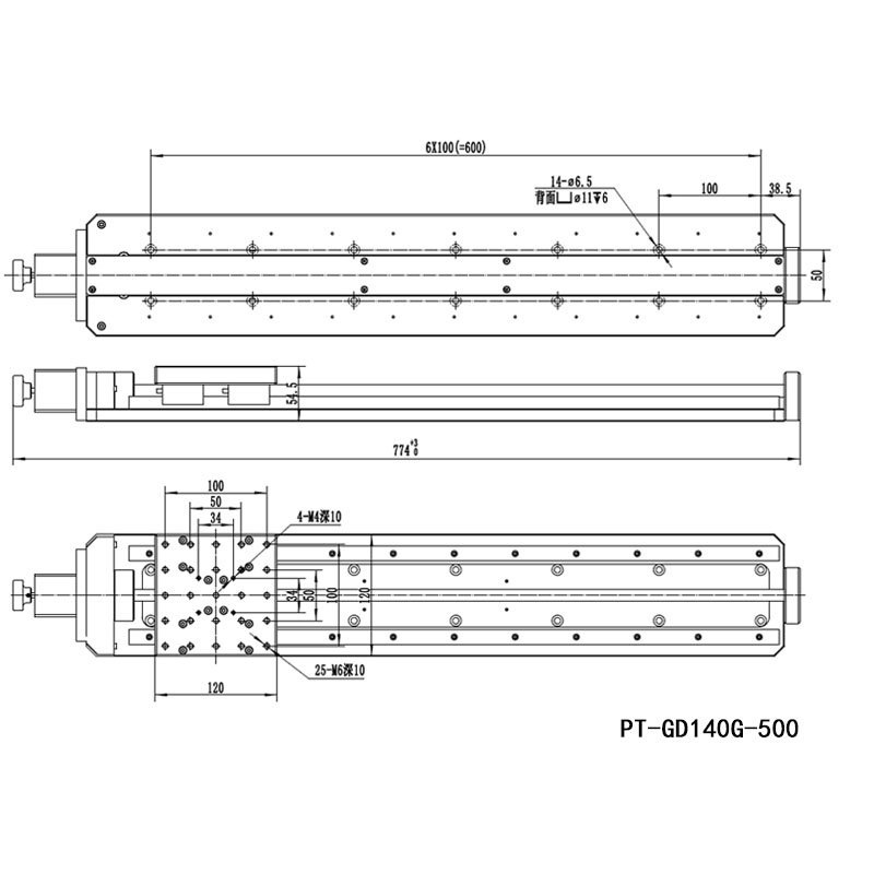 PT-GD140G 高精度電動平移臺 X軸位移臺 位移臺 平移臺 平臺 滑臺