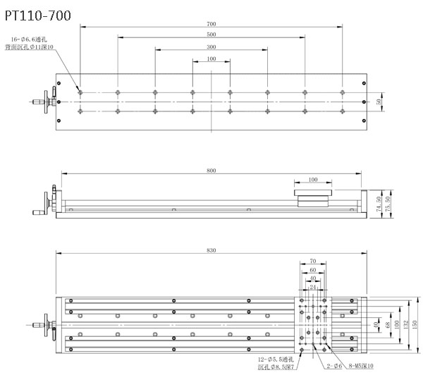 PT110直線滑臺(tái)XYZ滑臺(tái)導(dǎo)軌滾珠桿手輪手搖鋁托軌鋁合金