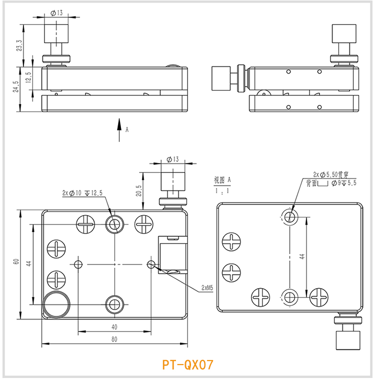 PT-QX07 手動(dòng)雙軸傾斜臺(tái) PT-QX07 手動(dòng)雙軸傾斜臺(tái)